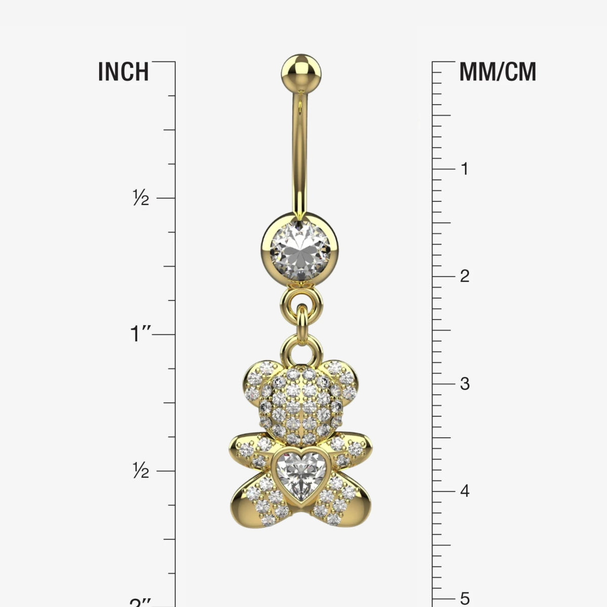 Teddy Bear Belly Button Ring - Gold Belly Rings - IndoLibas