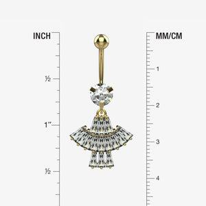 Dangling geometric fan of baguette cut clear CZ crystals